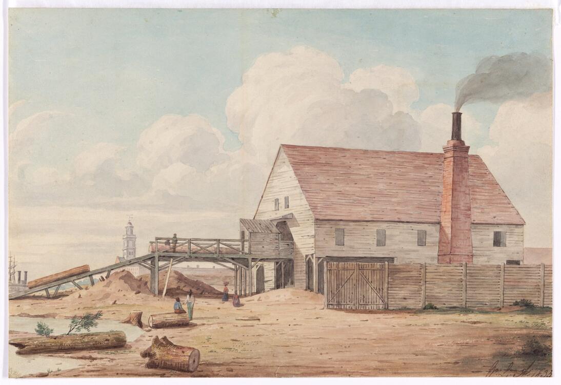 Lumber Mill on Louisiana Coast / W. L. Atkinson Gilcrease Museum